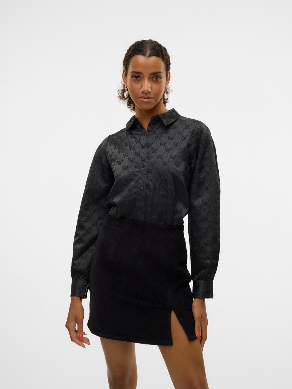 Vmviga Jacquard Ls Shirt Wvn Ga - Zwart