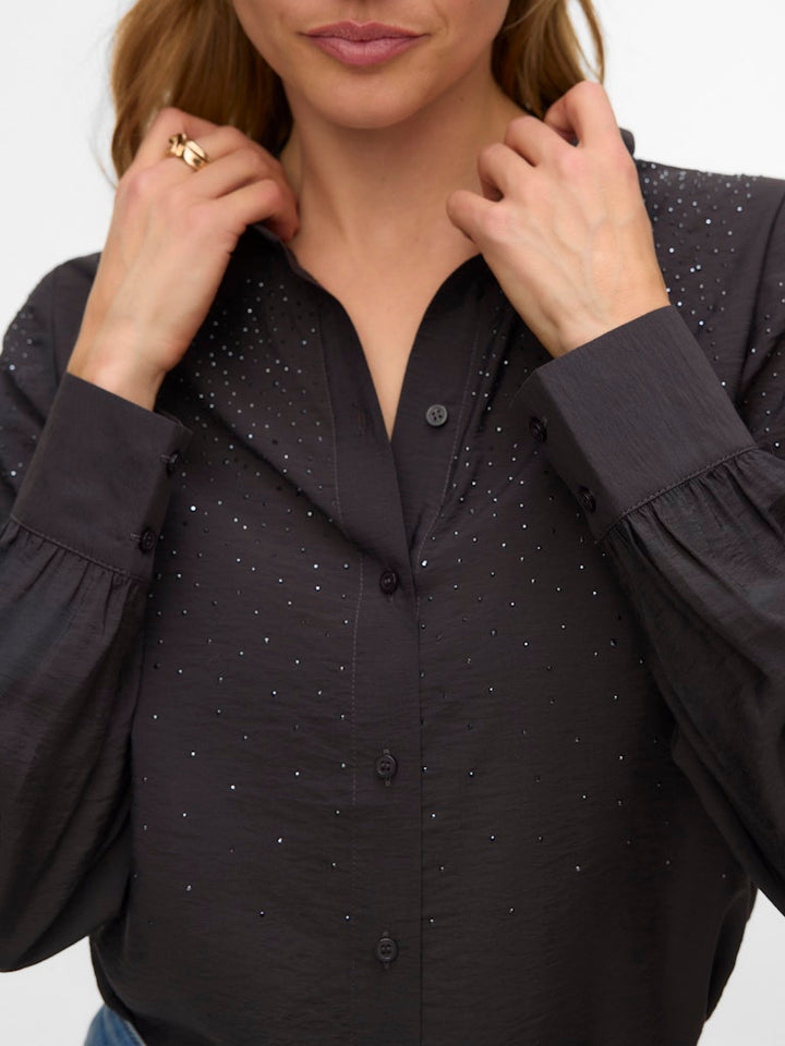 Vmherdis Ls Shirt Wvn Btq Ga - Antraciet