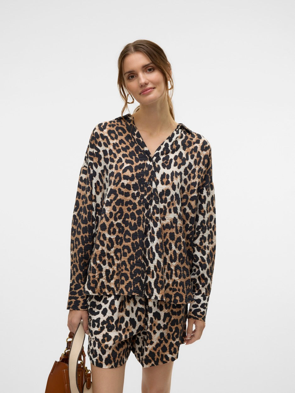 Vmjosie Ls Oversize Shirt Wvn Ga - Zwart Dessin