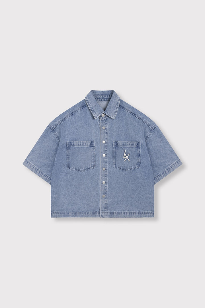 Denim S/s Blouse - Blue Denim