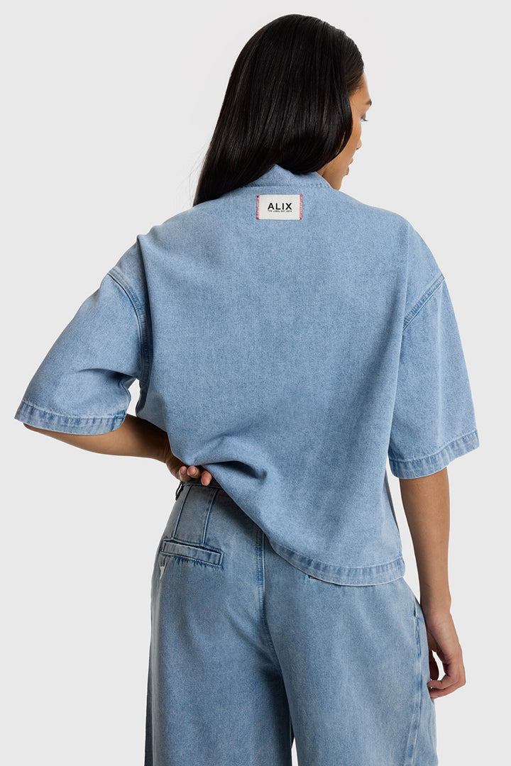 Denim S/s Blouse - Blue Denim