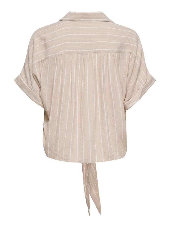 Onlpaula Life S/s Tie Shirt Wvn Noos - Zand Dessin