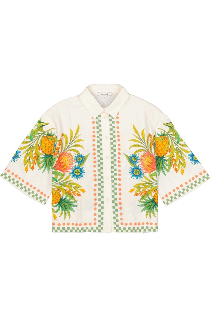 Garcia - Korte mouw blouses - 4319.08.0007 - Ecru Dessin