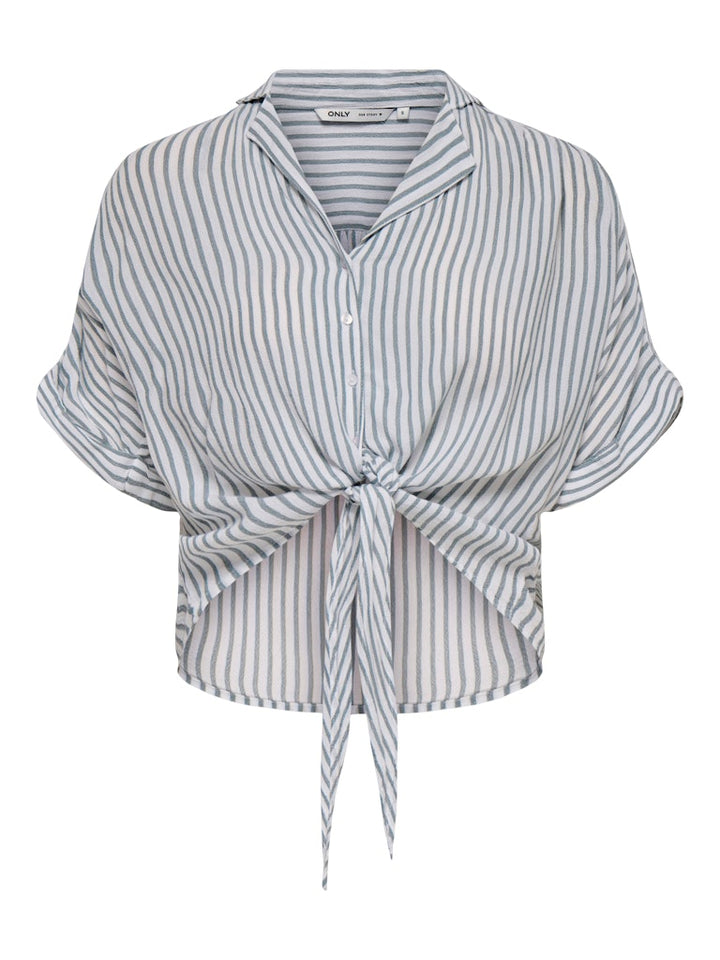 Onlpaula Life S/s Tie Shirt Wvn Noos - Wit Dessin