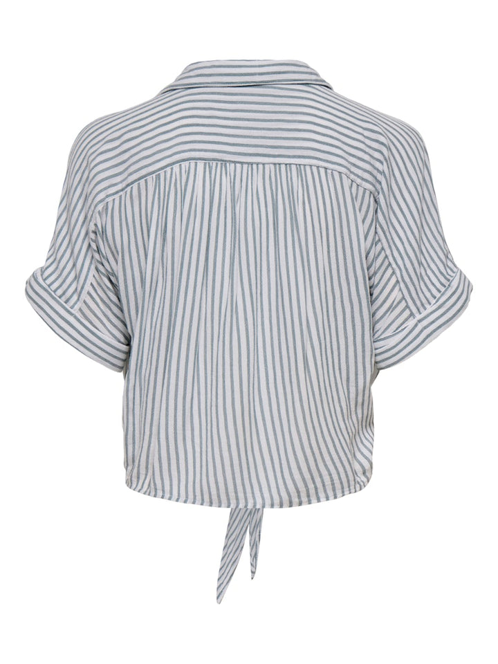 Onlpaula Life S/s Tie Shirt Wvn Noos - Wit Dessin