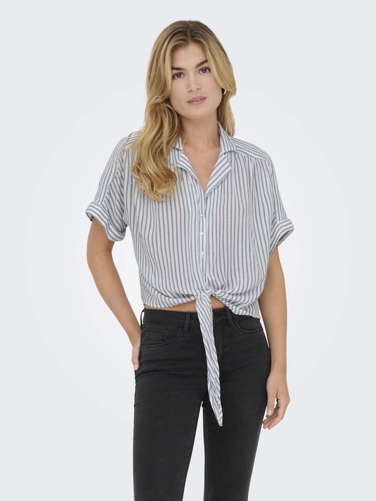 Onlpaula Life S/s Tie Shirt Wvn Noos - Wit Dessin