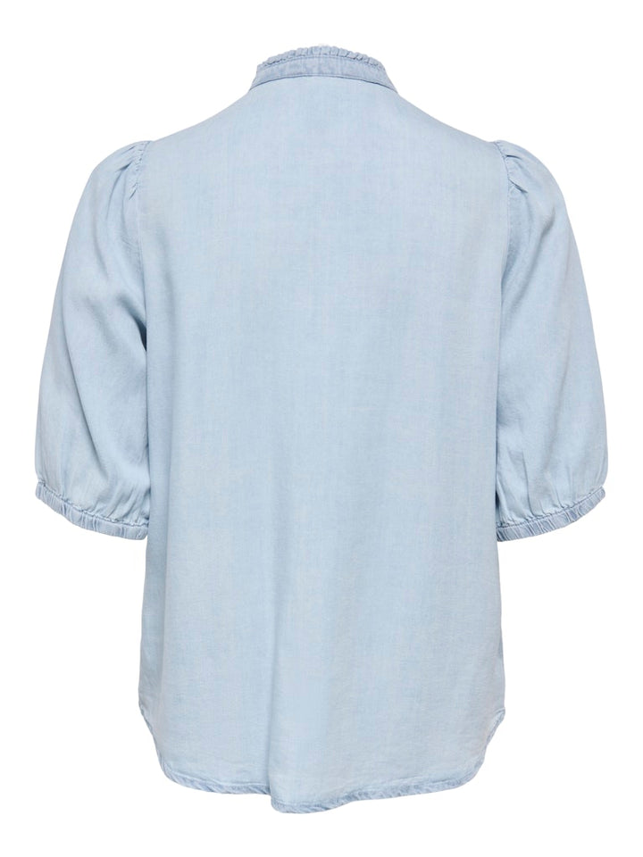 Onlcharis Life 2/4 Frill Shirt Wvn Cc - Blue Denim
