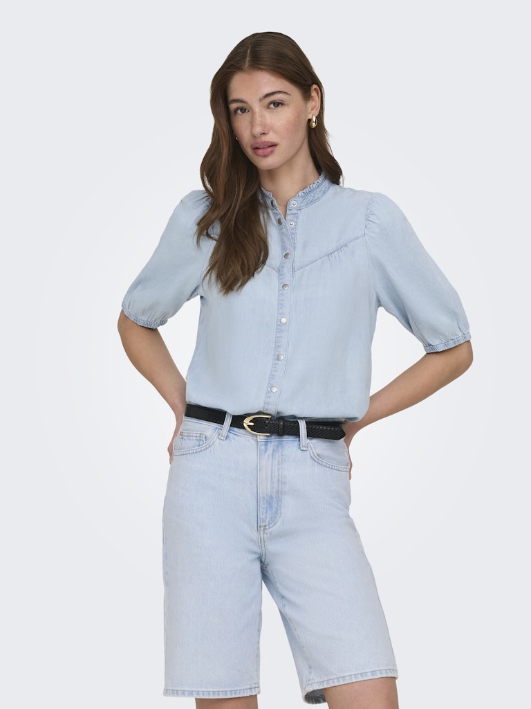 Onlcharis Life 2/4 Frill Shirt Wvn Cc - Blue Denim
