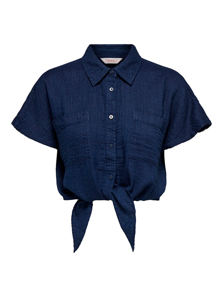 Onlleoni Seersucker Cap Knot Shirt Wvn - Navy