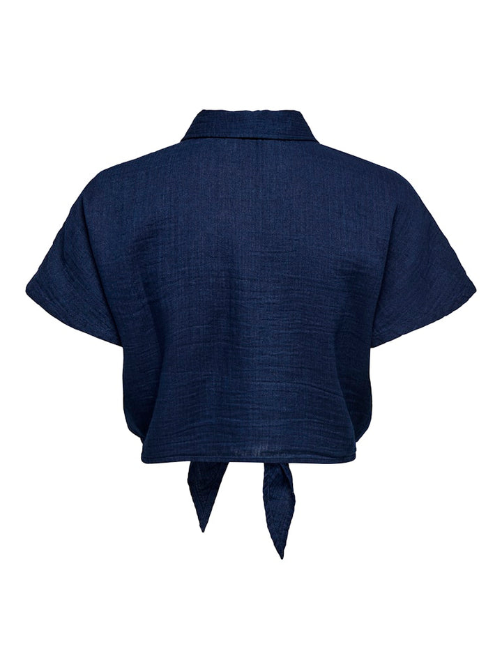 Onlleoni Seersucker Cap Knot Shirt Wvn - Navy