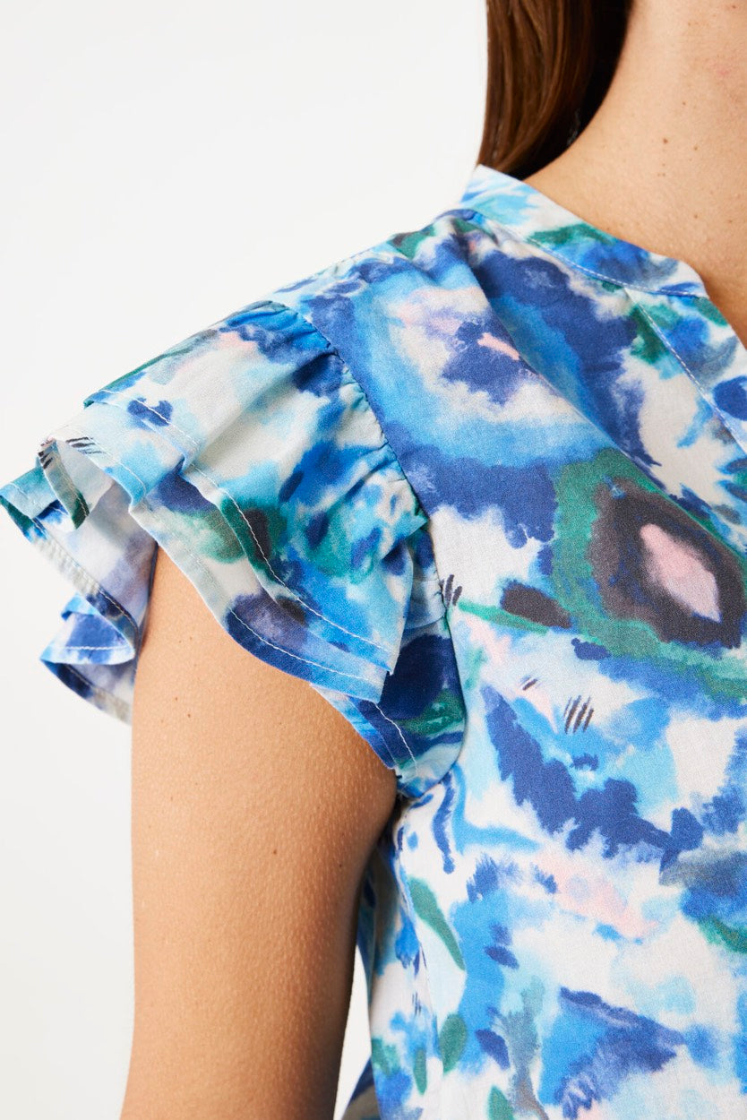 Garcia - Korte mouw blouses - 4319.39.0002 - Blauw Dessin