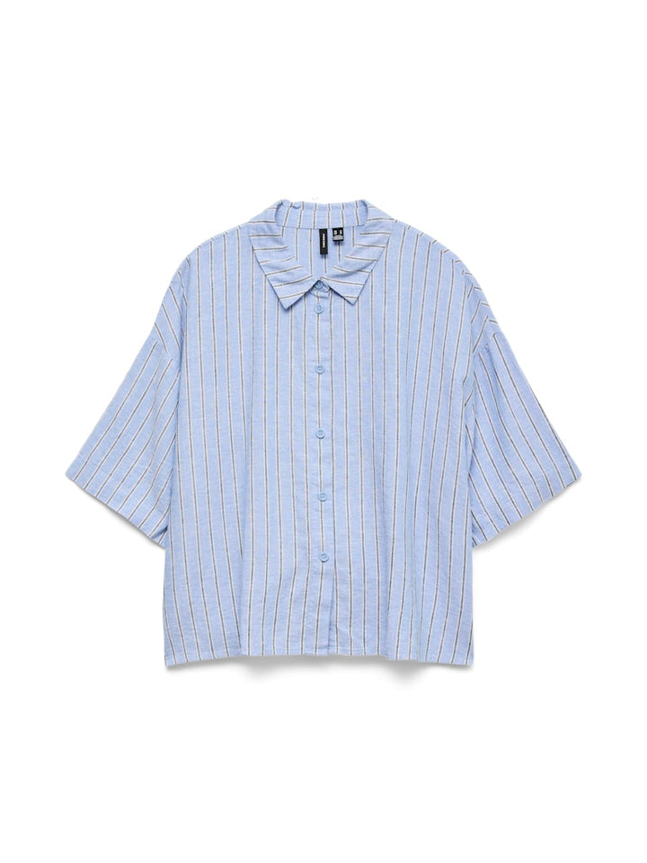 Vmlinn 2/4 Short Shirt Wvn Noos - Blauw Dessin