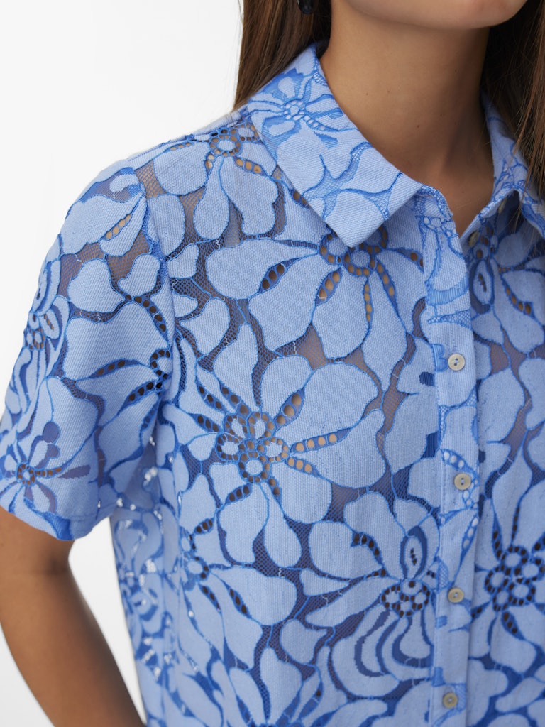 Vmmikka Lace Ss Shirt Wvn Ga - Blauw Dessin