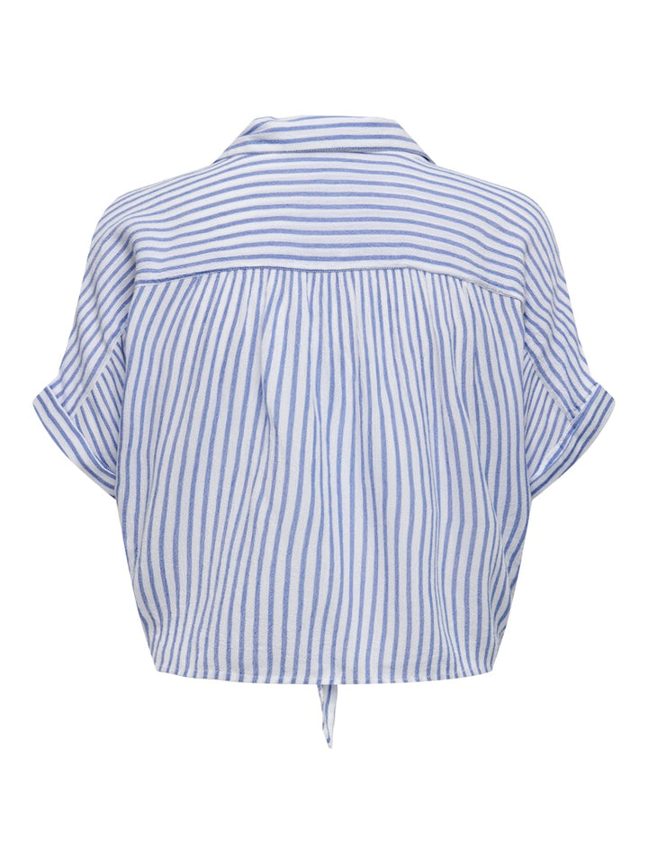 Onlpaula Life S/s Tie Shirt Wvn Noos - Blauw Dessin