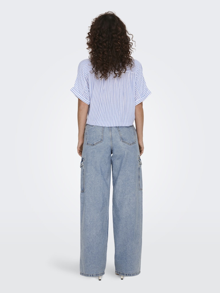 Onlpaula Life S/s Tie Shirt Wvn Noos - Blauw Dessin