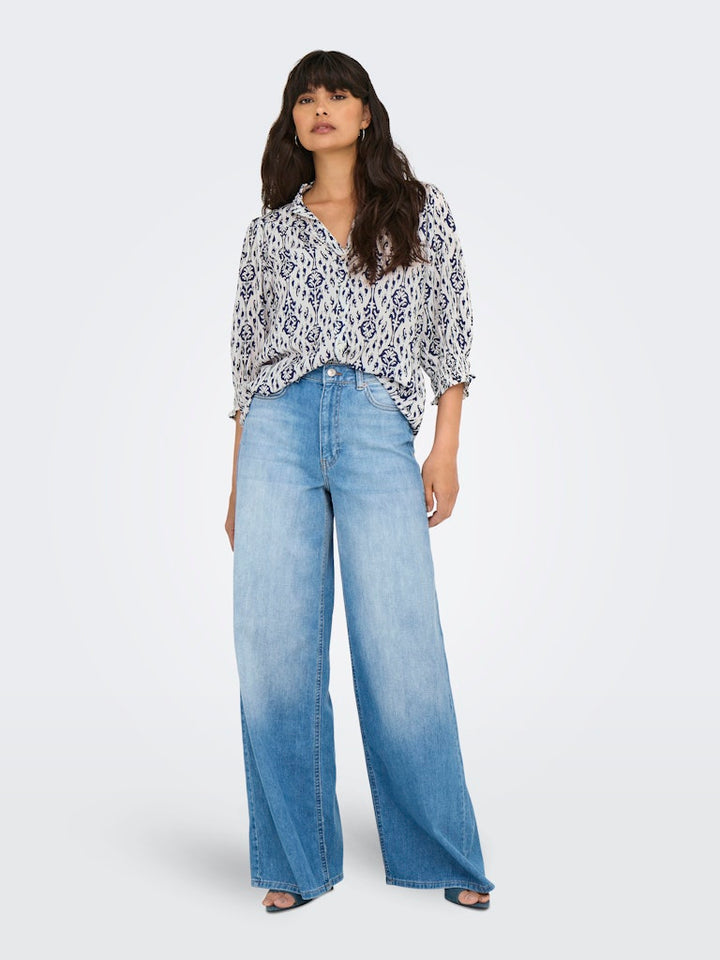 Onlraya 3/4 Shirt Wvn Noos - Blauw Dessin