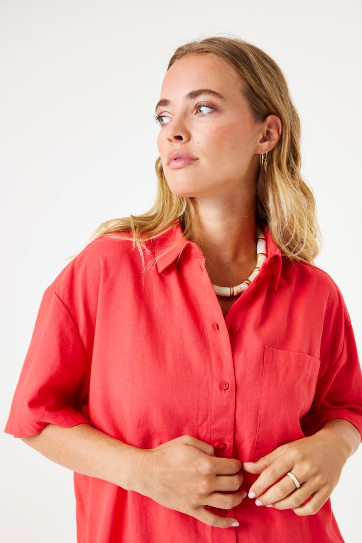 Garcia - Korte mouw blouses - 4319.41.0001 - Gewassen Rood