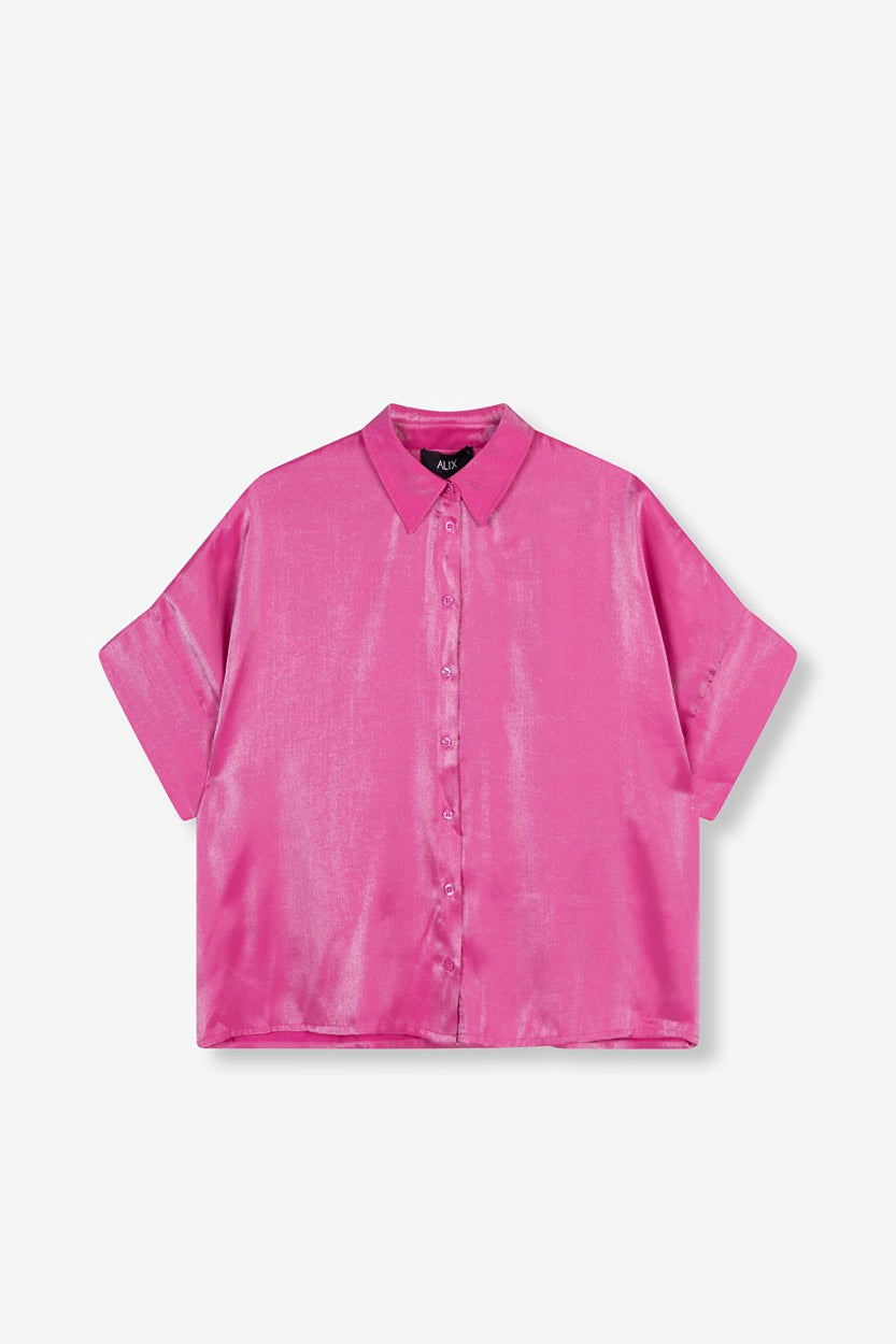 Shine Boxy Blouse - Pink