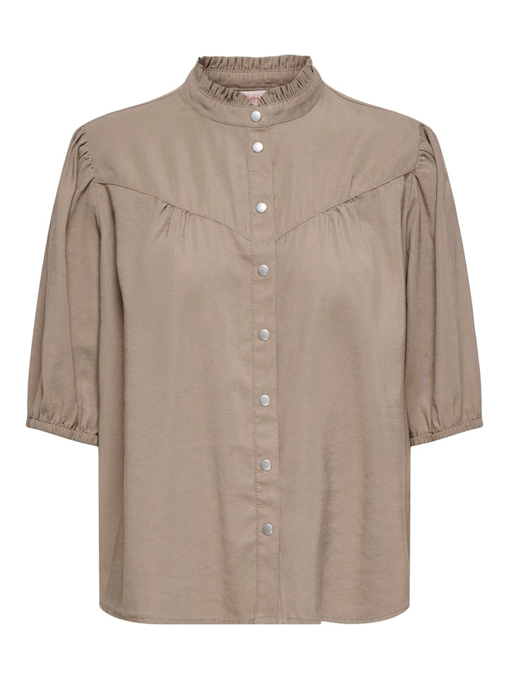 Onlaris  Life 2/4 Frill Shirt Wvn Cc - Taupe