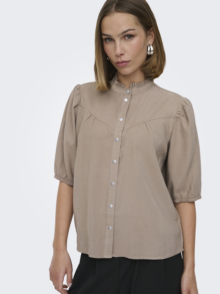 Onlaris  Life 2/4 Frill Shirt Wvn Cc - Taupe