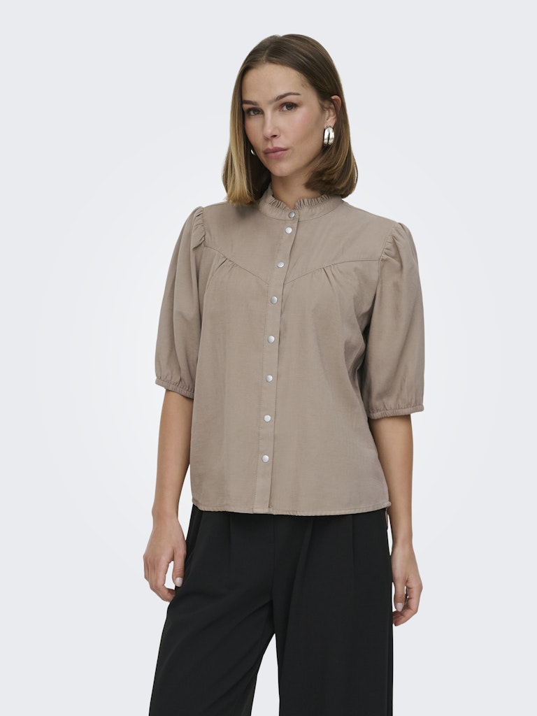 Onlaris  Life 2/4 Frill Shirt Wvn Cc - Taupe