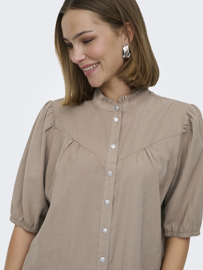 Onlaris  Life 2/4 Frill Shirt Wvn Cc - Taupe