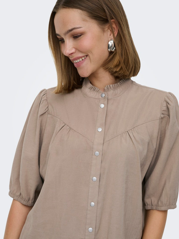 Onlaris  Life 2/4 Frill Shirt Wvn Cc - Taupe