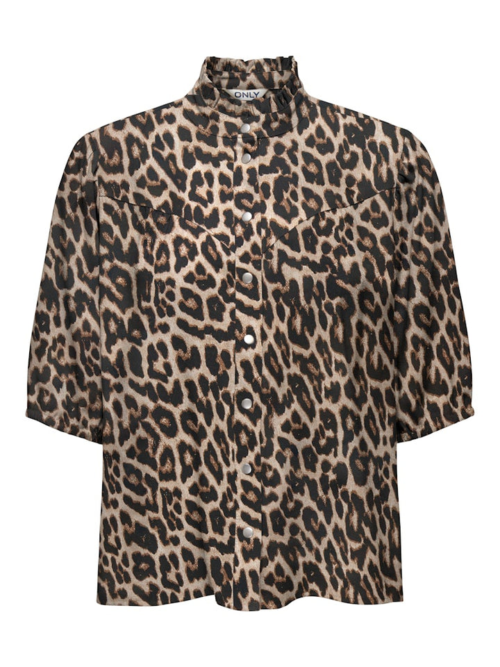 Onlaris  Life 2/4 Frill Shirt Wvn Cc - Bruin Dessin