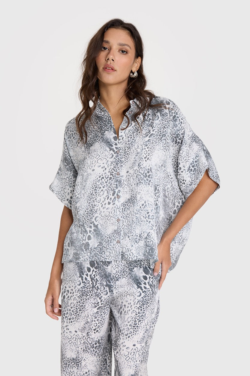 Animal Overzised Blouse - Grijs Dessin