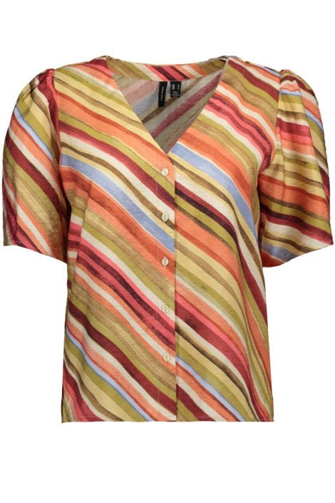 Vmvita Ellie Ss Top Wvn Lcs - Multicolor