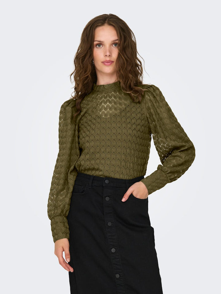 Jdyavery L/s Lace Top Jrs Noos - Army