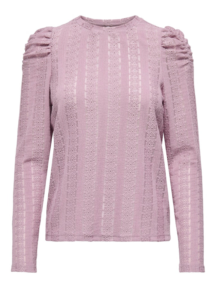 Onlmelanie L/s O-neck Top Jrs - Donker Rose