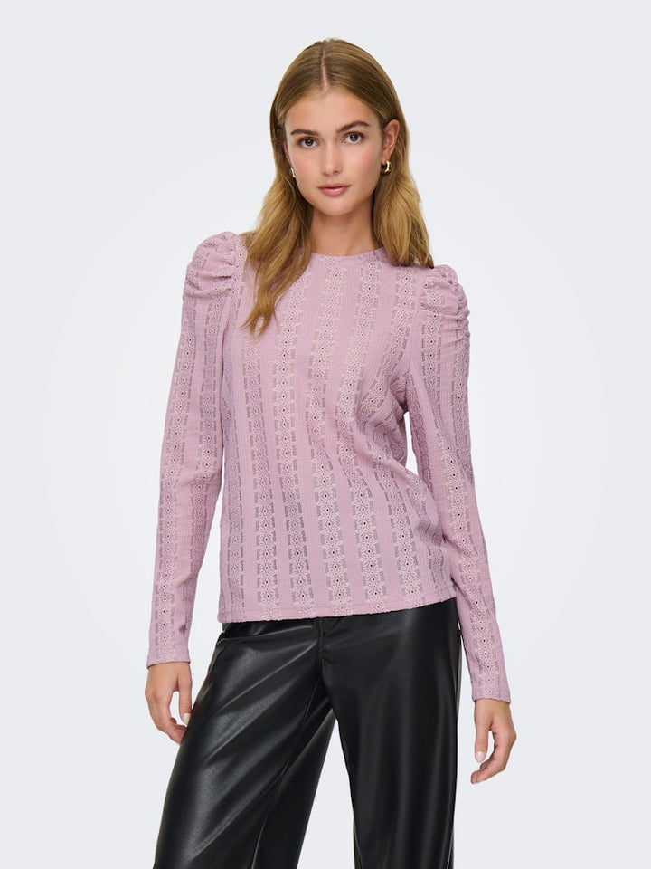 Onlmelanie L/s O-neck Top Jrs - Donker Rose