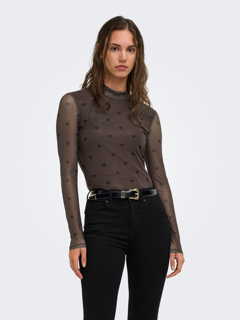 Onlerica Mesh L/s Top Jrs Noos - Bruin