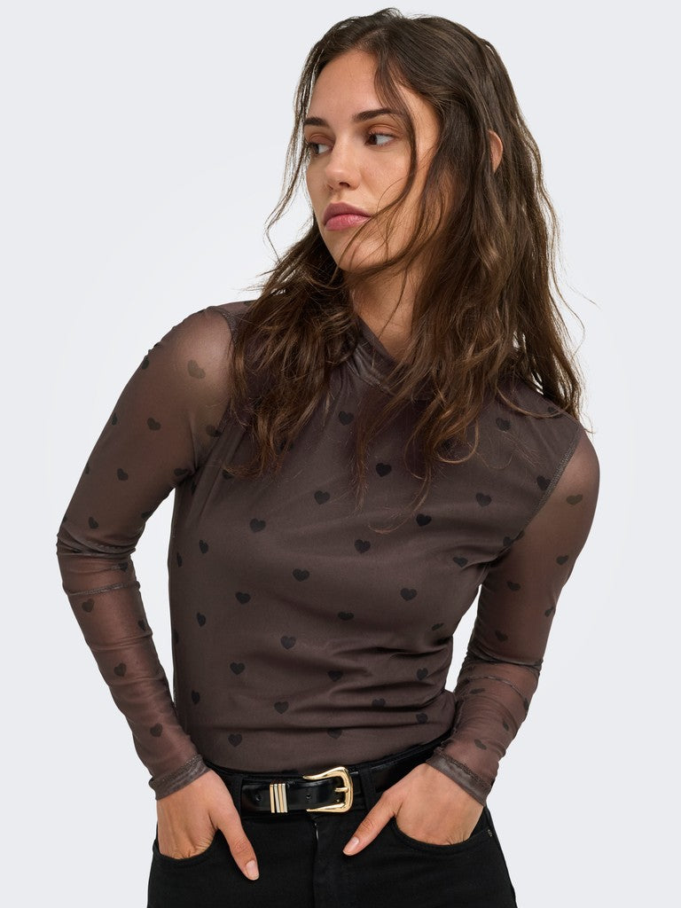 Onlerica Mesh L/s Top Jrs Noos - Bruin