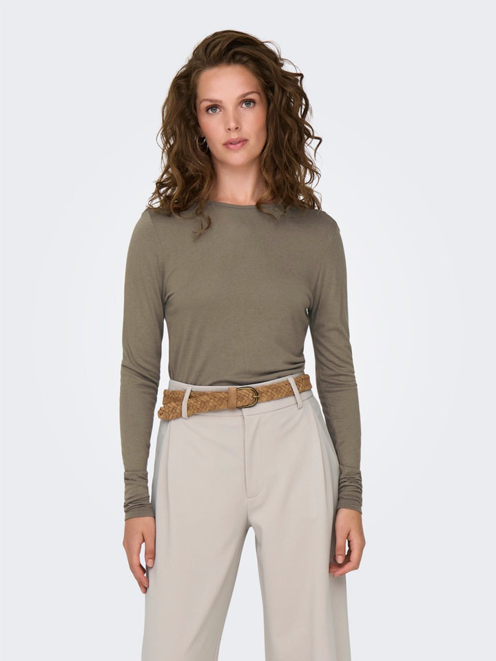 Jdysuma Wool L/s O Neck Top Jrs Noo - Taupe