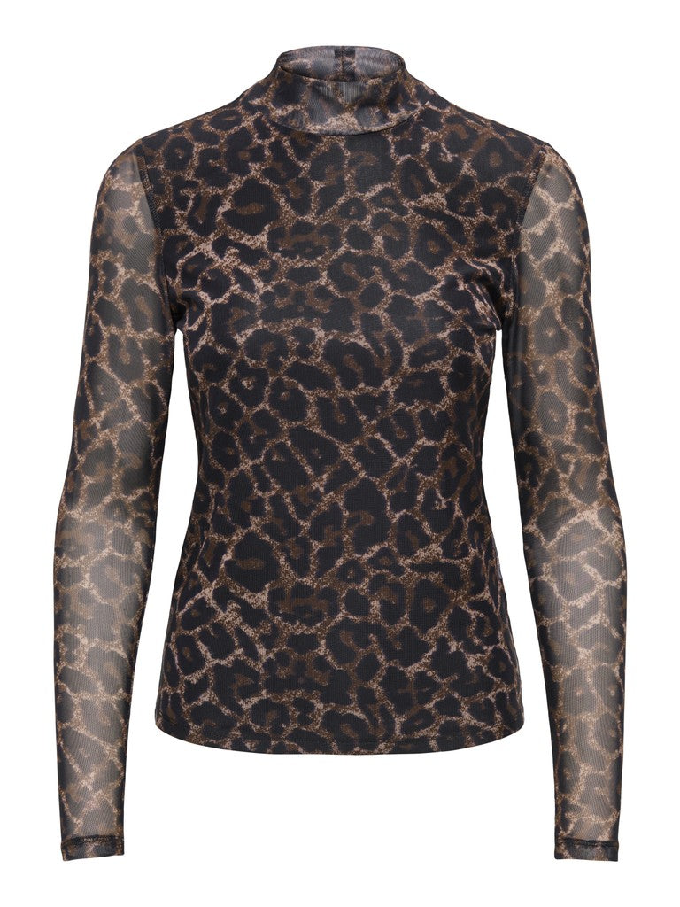 Onlerica Mesh L/s Top Jrs Noos - Bruin Dessin