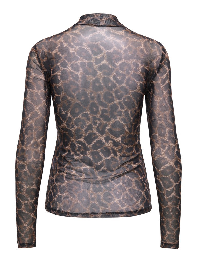 Onlerica Mesh L/s Top Jrs Noos - Bruin Dessin