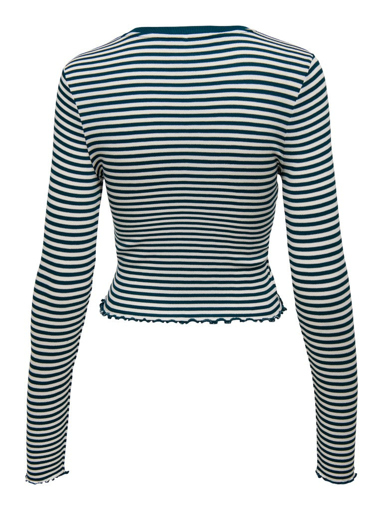Onlnewmaja L/s Cropped Stripe Top - Bruin Dessin