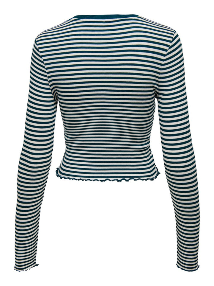 Onlnewmaja L/s Cropped Stripe Top - Bruin Dessin