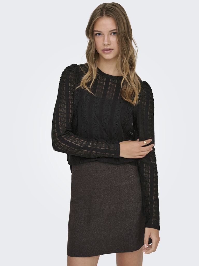 Onlmelanie L/s O-neck Top Jrs - Zwart