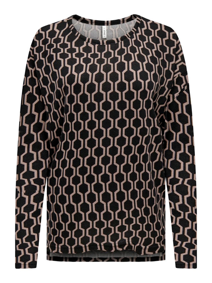 Onlana L/s Aop Top Jrs Noos - Zwart Dessin