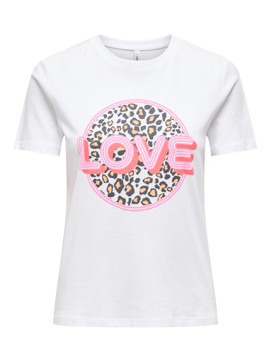 Onlariya Life Reg S/s Love Top Box - Off-white