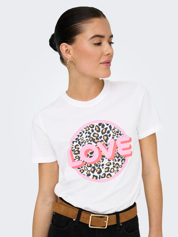 Onlariya Life Reg S/s Love Top Box - Off-white
