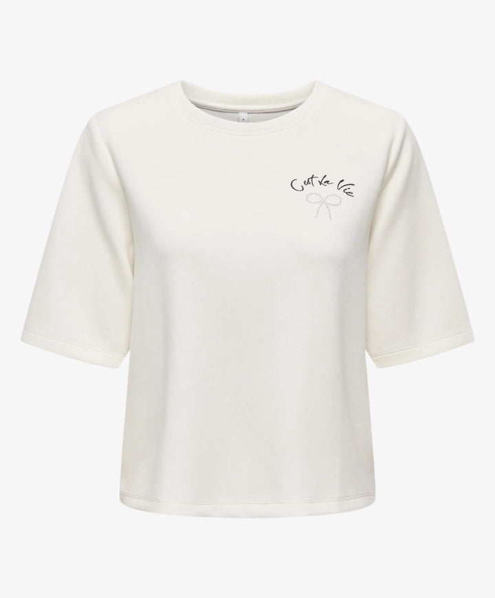 Onlmaya S/s Modal Print Top Box Jrs - Off-white