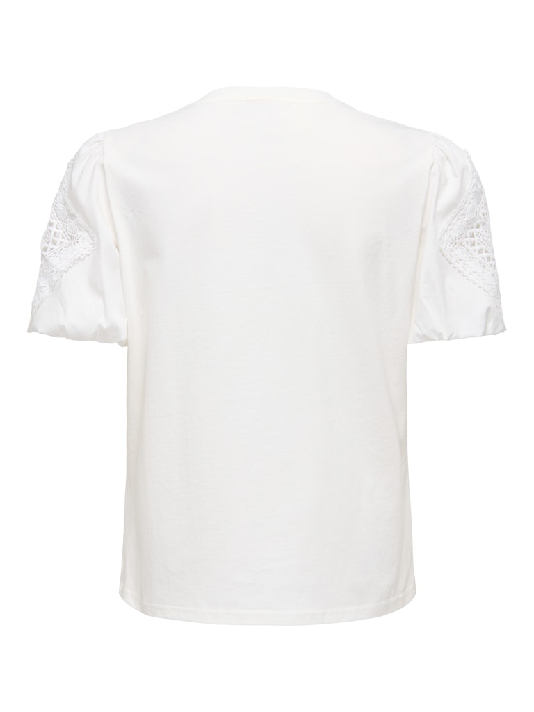 Jdyuma Life S/s Lace Detail Top Jrs - Off-white