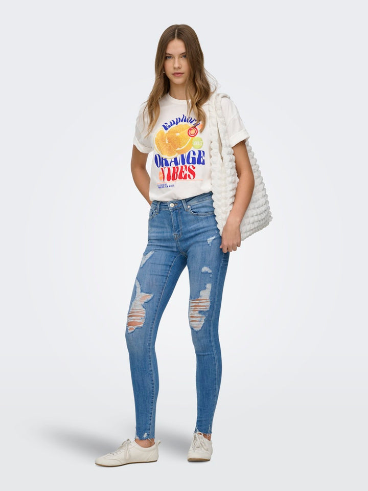 Onlbolette Life S/s Top Box Cc Jrs - Off-white