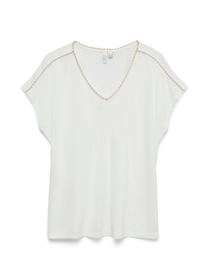 Vmjackie S/l V-neck Top Jrs Btq - Off-white