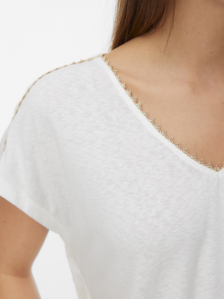 Vmjackie S/l V-neck Top Jrs Btq - Off-white