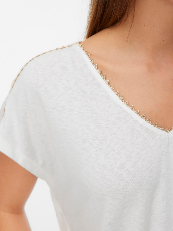 Vmjackie S/l V-neck Top Jrs Btq - Off-white